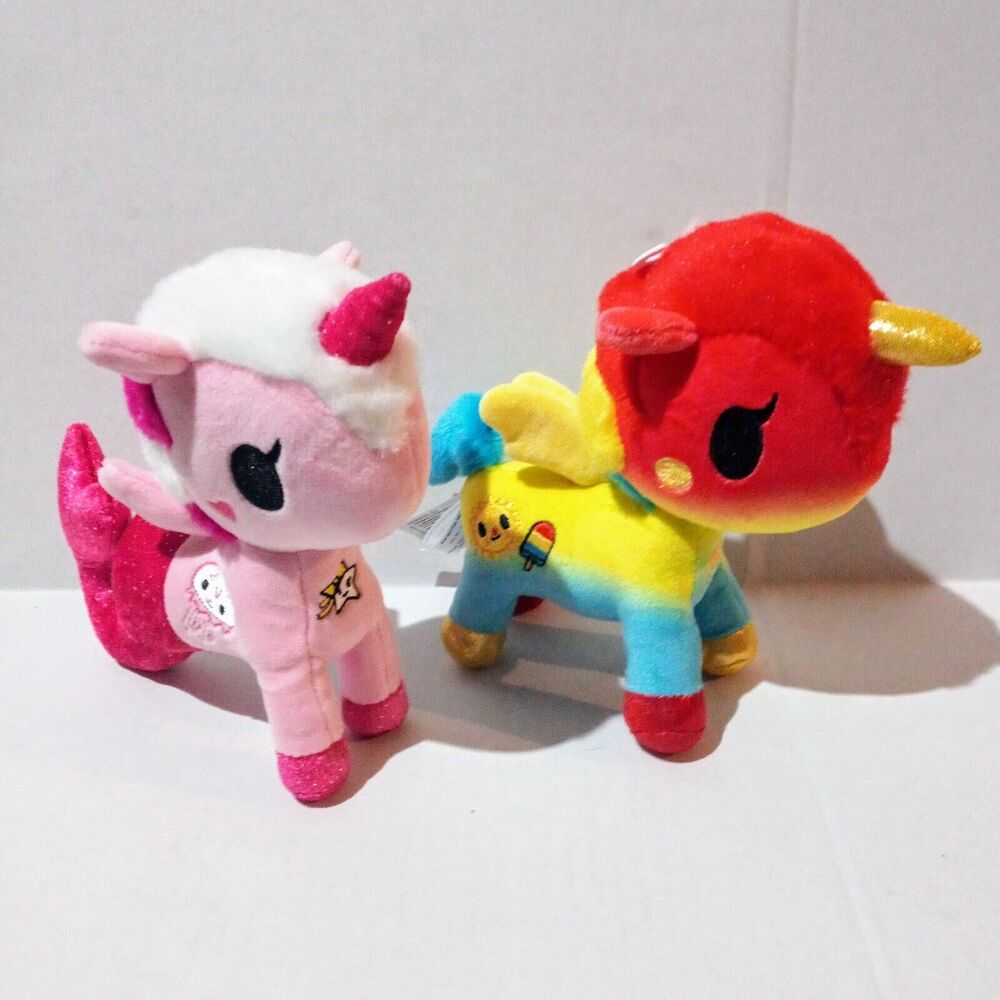 Tokidoki Plush Lot Of 2-Unicorno Summer-Mermicorno Neon Star Jelly-8 Inch-Aurora